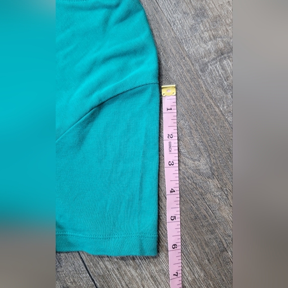 Vintage Y2K Guess Babydoll Tee-Shirt Women's XL Teal W/ Sequin Logo 100% Cotton - Picture 9 of 10